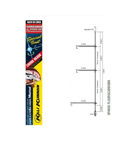 Terminale Bolentino Fluorocarbon 3 Ami Sparidi Amo CHINU 4 MM 0,40/0,35