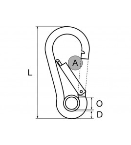 MOSCHETTONE STANDARD EYE D MM 6 L MM 60 A MM 9 O MM 9 ACCIAIO INOX AISI 316 CON OCCHIELLO