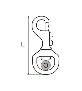 MOSCHETTONE GIREVOLE SQUARE BOLT L 61 MM FORO 13 MM