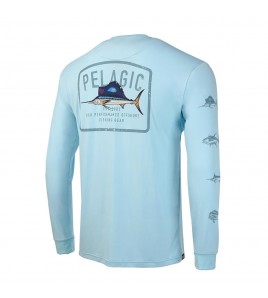 MAGLIA PELGIC MANICA LUNGA AQUATEK GAME FISH PERFORMANCE FISHING SHIRT LIGHT BLUE 