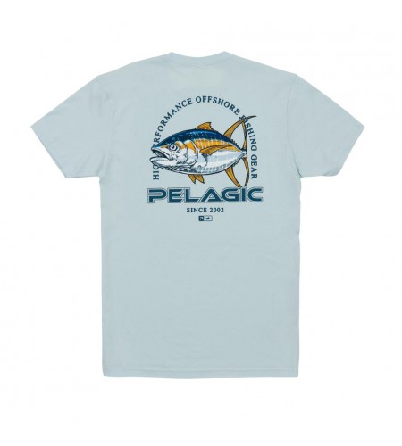 MAGLIA MANICA CORTA PELAGIC FLYING YELLOWFIN TUNA PREMIUM T-SHIRT LIGHT BLUE