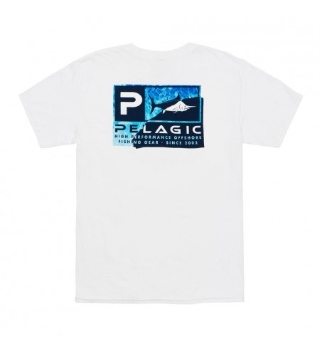 MAGLIA MANICA CORTA PELAGIC FLYING TORN ICON PREMIUM T-SHIRT BIANCO BLUE