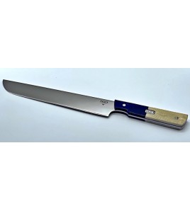 Coltello Acciaio YELLOFIN SASHIMI 42 LAMA Cm 25,5 in RWL 34 ZFA BLU WHITE high quality' Made in Italy 100%