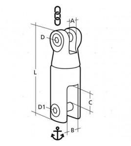 GIUNTO ANCORA GIREVOLE X CATENA 6/8 MM