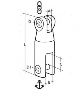 GIUNTO ANCORA GIREVOLE DOUGLAS X CATENA 6/8 MM