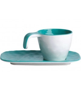 TAZZINA DA CAFFÈ CON PIATTINO SUMMER AQUA CONFEZIONE 6 PEZZI