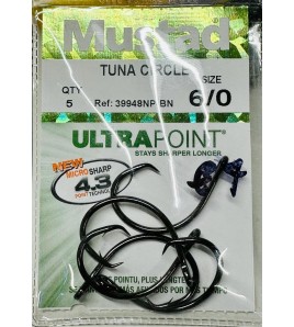 AMO MUSTAD TUNA CIRCLE WIDE GAP HOOK IN LINE 2X STRONG 6/0 CONFEZIONE 5 PEZZI