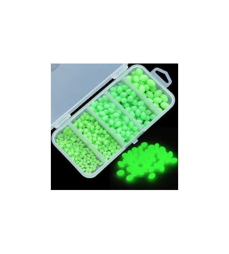 Kit Scatola Perline 5 Misure ZFA SOFT GREEN GLOW BEADS OVALI 375 PZ