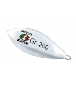 PIOMBO BOLENTINO GR 50 C1 BOMB PLASTIFICATO BIANCO CON ANELLO INOX