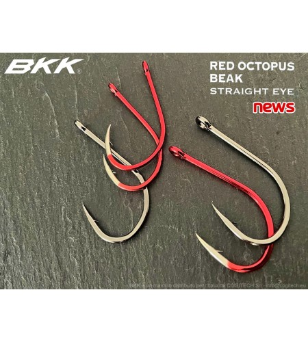 AMO BKK RED OCTOPUS BEAK STRAIGHT EYE IN LINE DA TRAINA MISURA 4/0