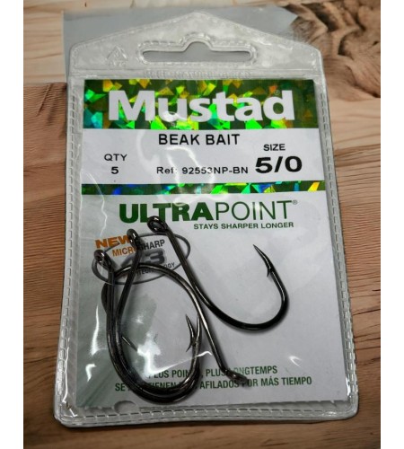 AMO MUSTAD TRAINA BEAK BAIT HOOK 4/0 PEZZI 5