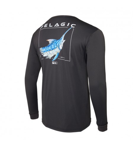 MAGLIA PELAGIC MANICA LUNGA AQUATEK GOIONE MARLIN COLORE BLACK