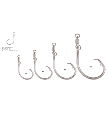 AMO MUSTAD GIRELLA 6/0 DEMON PERFECT® CIRCLE HOOK IN-LINE - 3X STRONG