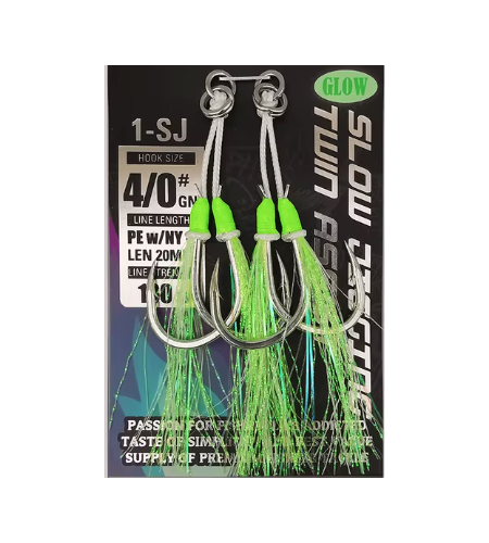 ASSIST SLOW GATTO ZFA 4/0 SLOW JIGGING COLORE Green Fluo